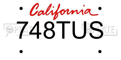 748TUS California License Plate