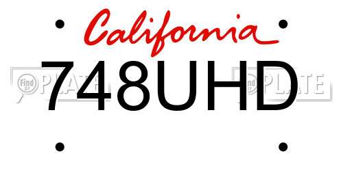 748UHD California License Plate