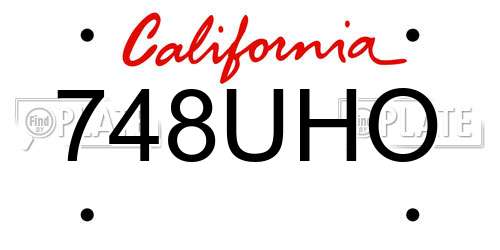 748UHO California License Plate