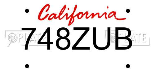 748ZUB California License Plate