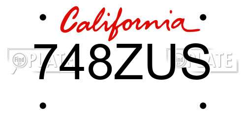 748ZUS California License Plate