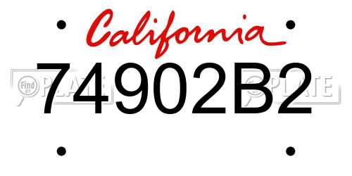 74902B2 California License Plate