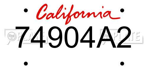 74904A2 California License Plate