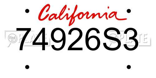 74926S3 California License Plate