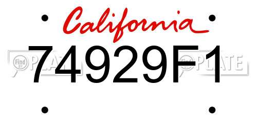74929F1 California License Plate