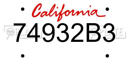 74932B3 California License Plate