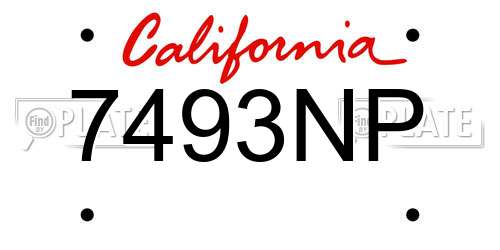 7493NP California License Plate