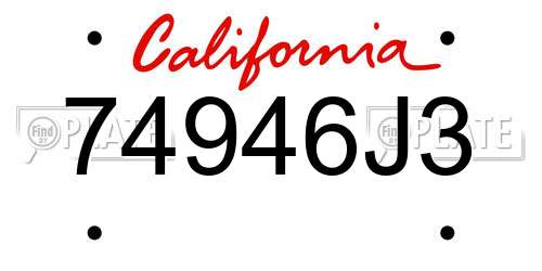 74946J3 California License Plate