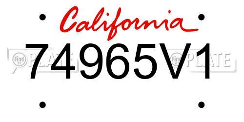 74965V1 California License Plate