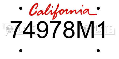 74978M1 California License Plate