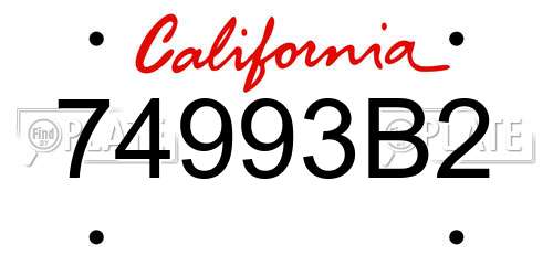 74993B2 California License Plate