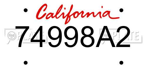 74998A2 California License Plate