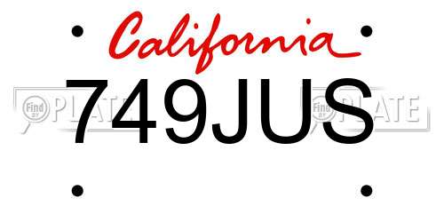 749JUS California License Plate