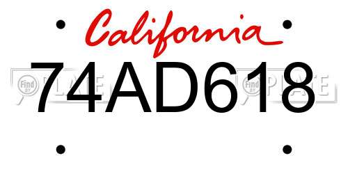74AD618 California License Plate