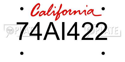 74AI422 California License Plate