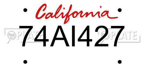 74AI427 California License Plate