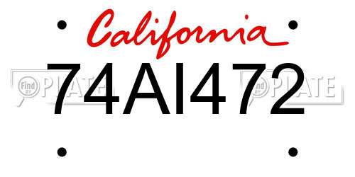 74AI472 California License Plate