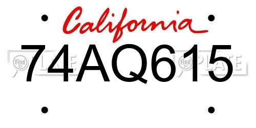 74AQ615 California License Plate