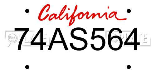 74AS564 California License Plate