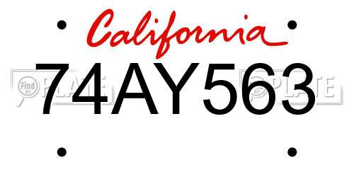74AY563 California License Plate