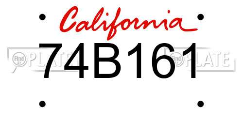 74B161 California License Plate