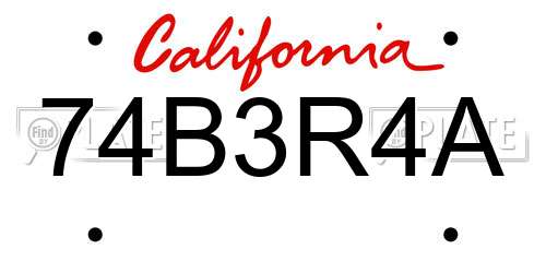 74B3R4A California License Plate