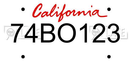 74BO123 California License Plate