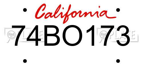 74BO173 California License Plate