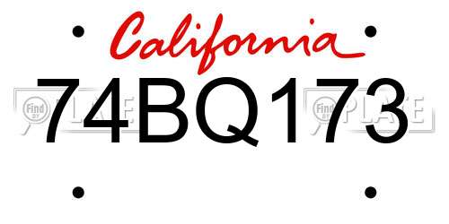 74BQ173 California License Plate