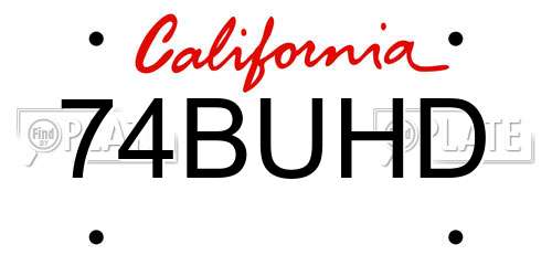 74BUHD California License Plate