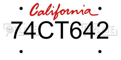 74CT642 California License Plate