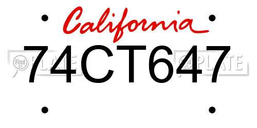 74CT647 California License Plate