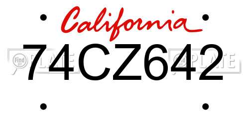 74CZ642 California License Plate