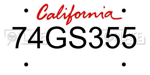 74GS355 California License Plate