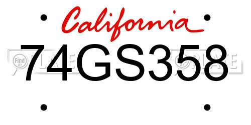 74GS358 California License Plate