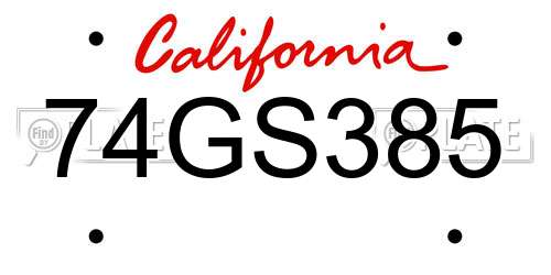 74GS385 California License Plate