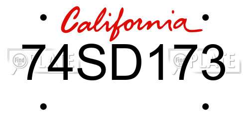 74SD173 California License Plate