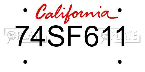 74SF611 California License Plate