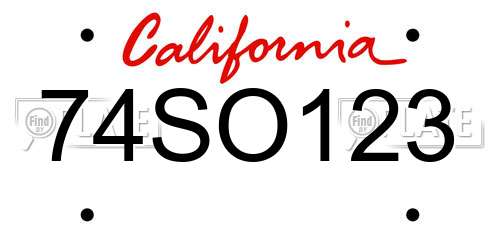 74SO123 California License Plate