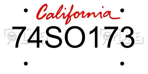 74SO173 California License Plate