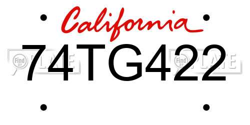 74TG422 California License Plate