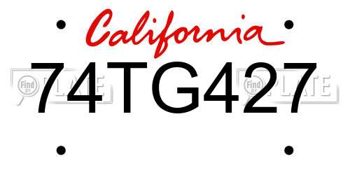 74TG427 California License Plate
