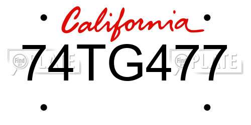 74TG477 California License Plate