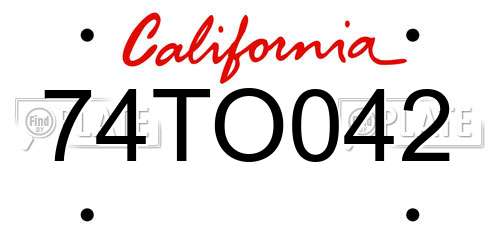 74TO042 California License Plate