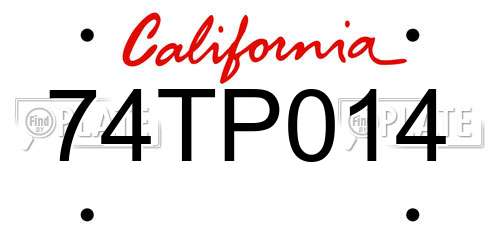 74TP014 California License Plate