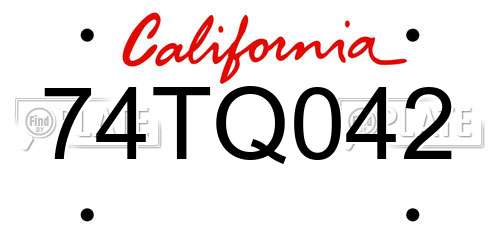 74TQ042 California License Plate