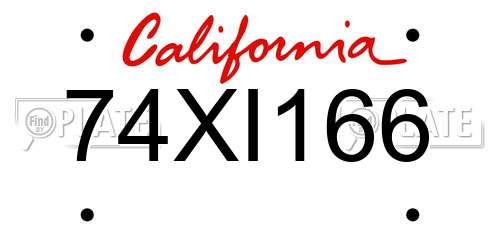 74XI166 California License Plate