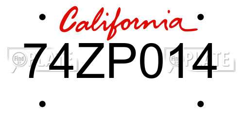 74ZP014 California License Plate