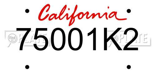 75001K2 California License Plate