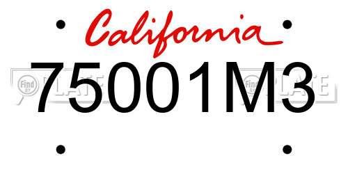 75001M3 California License Plate